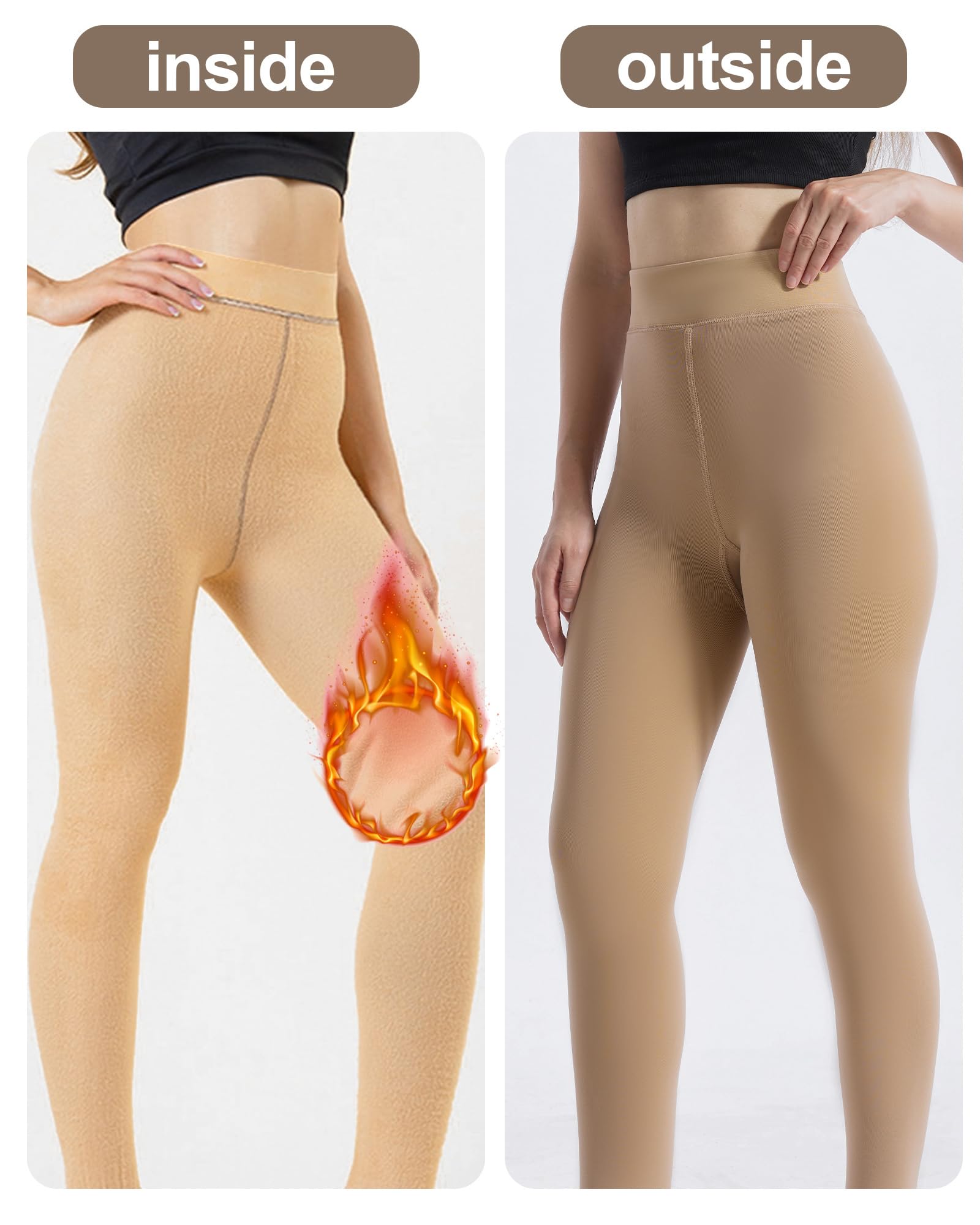 HOWIN Collant Termici Donna, Calzamaglia Termica Donna, Leggins Invernali, Collant Felpati, Fleece Tights