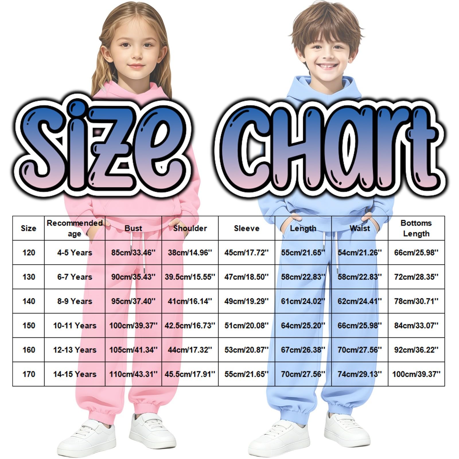 WINWUQB - Tuta da jogging da ragazza con cappuccio | Accogliente Scuola Sport 2 Pezzi Maglione Pantaloni Vacanza Autunno Inverno Casual Traspirante Bambini Tuta
