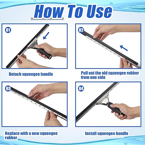 Miniatura 5 de Frienda Escobilla de goma de repuesto para escobilla de goma de 50 pies, escobilla de goma negra cortada a medida, cabezal de recambio para