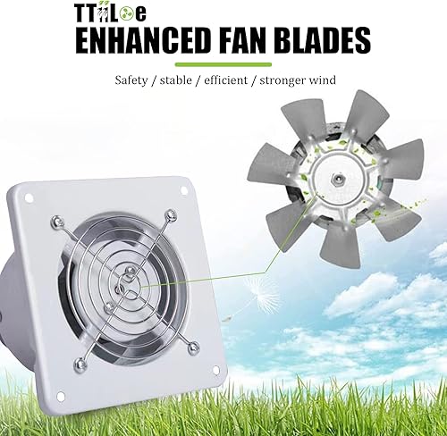 Vista 11 de Ventilador de escape de 4 pulgadas, ventilador de ventilación automático montado en la pared, ventilador de ventanas de baño de 110 V, extractor