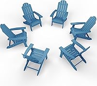 Vista 14 de MXIMU Silla Adirondack plegable para exteriores: fácil de montar y cómodas sillas Adirondack, juego de 2 sillas de plástico compuesto para todo tipo