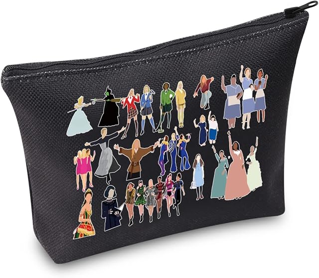 WZMPA Broadway Character Musical Cosmetic Makeup Bag Musical Theatre Fans Gift You are Braver Stronger Smarter Than You Think Musical Makeup Zipper Pouch for Women Girls, Broadway Characters BL
