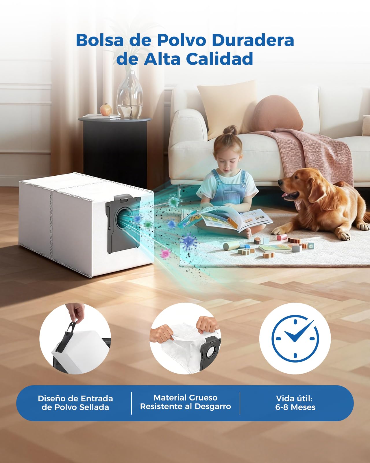 D20 Pro Plus Accesorios para Dreame D20 Pro Plus Robot Aspirador, 24 Piezas de Recambio: 2 Cepillos Principales, 6 Cepillos Laterales, 6 Bolsas de Polvo, 4 Filtros HEPA, 4 Paños de Fregona