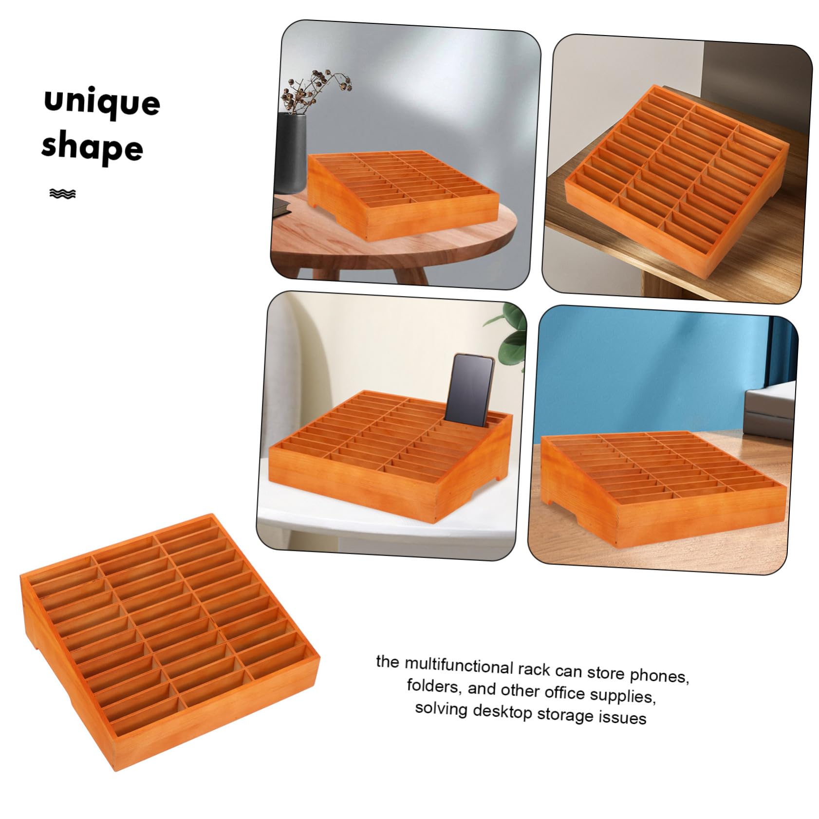 Scatola Porta Cellulari in Legno da Scrivania Scomparti Multipli | Organizer Desktop per Telefoni e Forniture, per Tavoli Riunione, Design Multicomparto per Ridurre Disordine