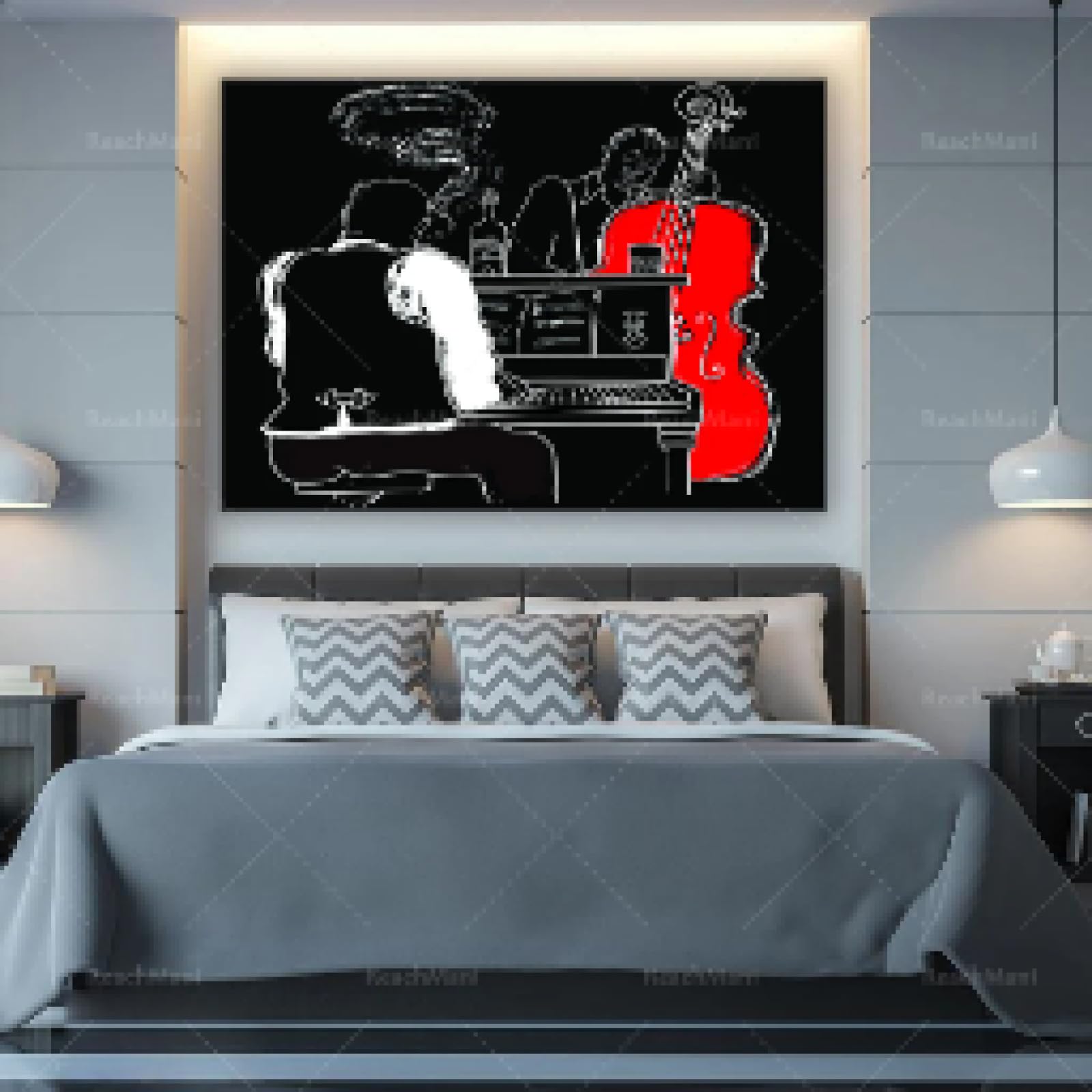 LMAIWANG Stampa su tela Pianista, moderna decorazione da parete in tela, per gli amanti della musica, cornice 70x100cm