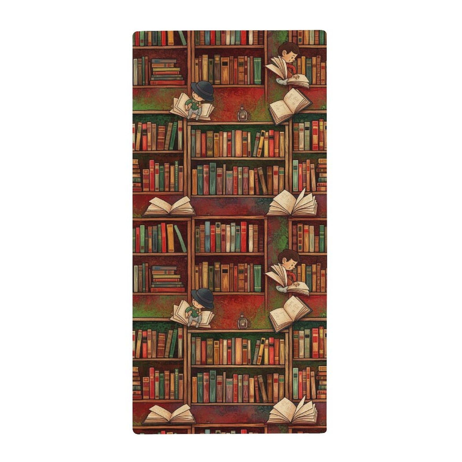 Anceky Lightweight Travel Towels, Vintage Library Bookshelf Bookcase Absorbent Fingertip Towels for Camping, Yoga & Gym Essentials