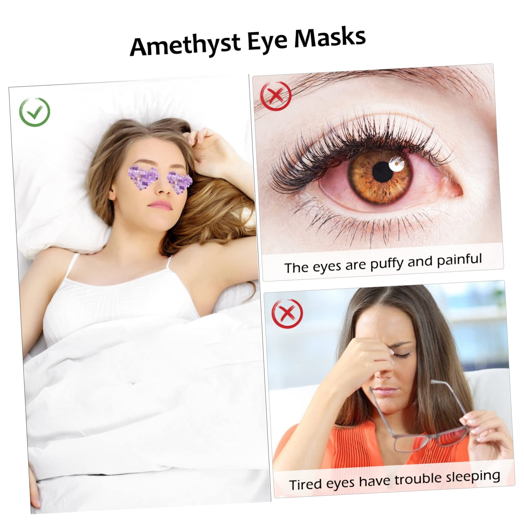 KOMBIUDA 1par De Ojos De Jade Amatista De Enfriamiento Para Relajar Ojos Cansados Ojeras y Aliviar Dolores De Cabeza Uso Casa Oficina y Viajes