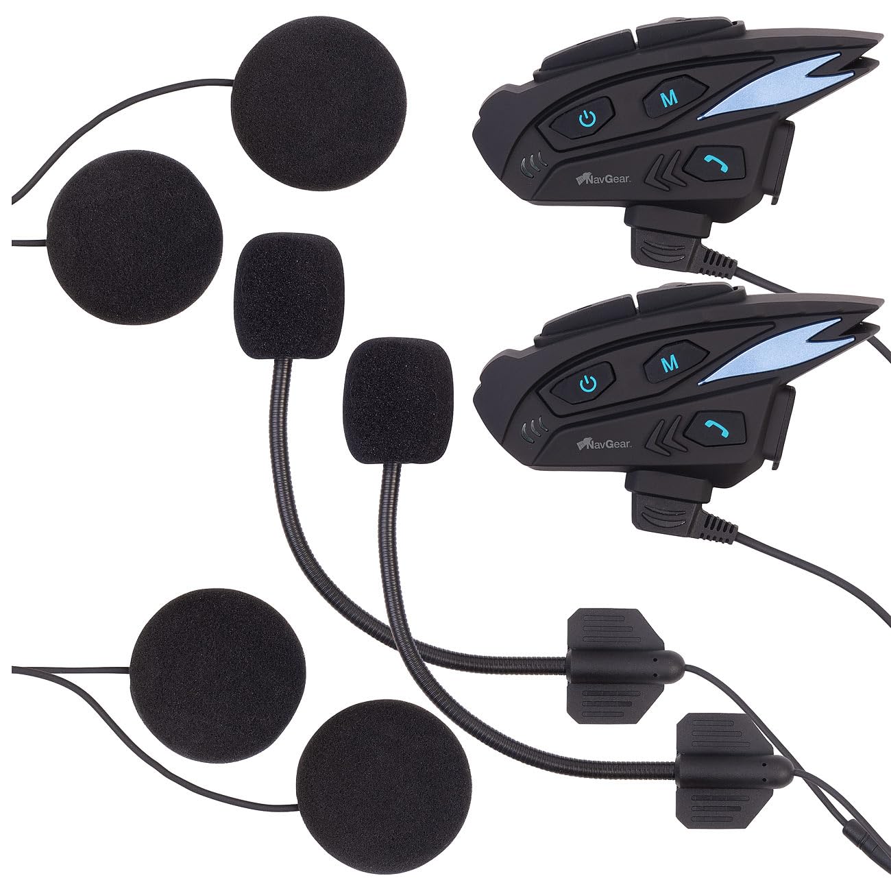 NavGear 2er-Set Motorrad-Kommunikations-Systeme für bis zu 8 Personen