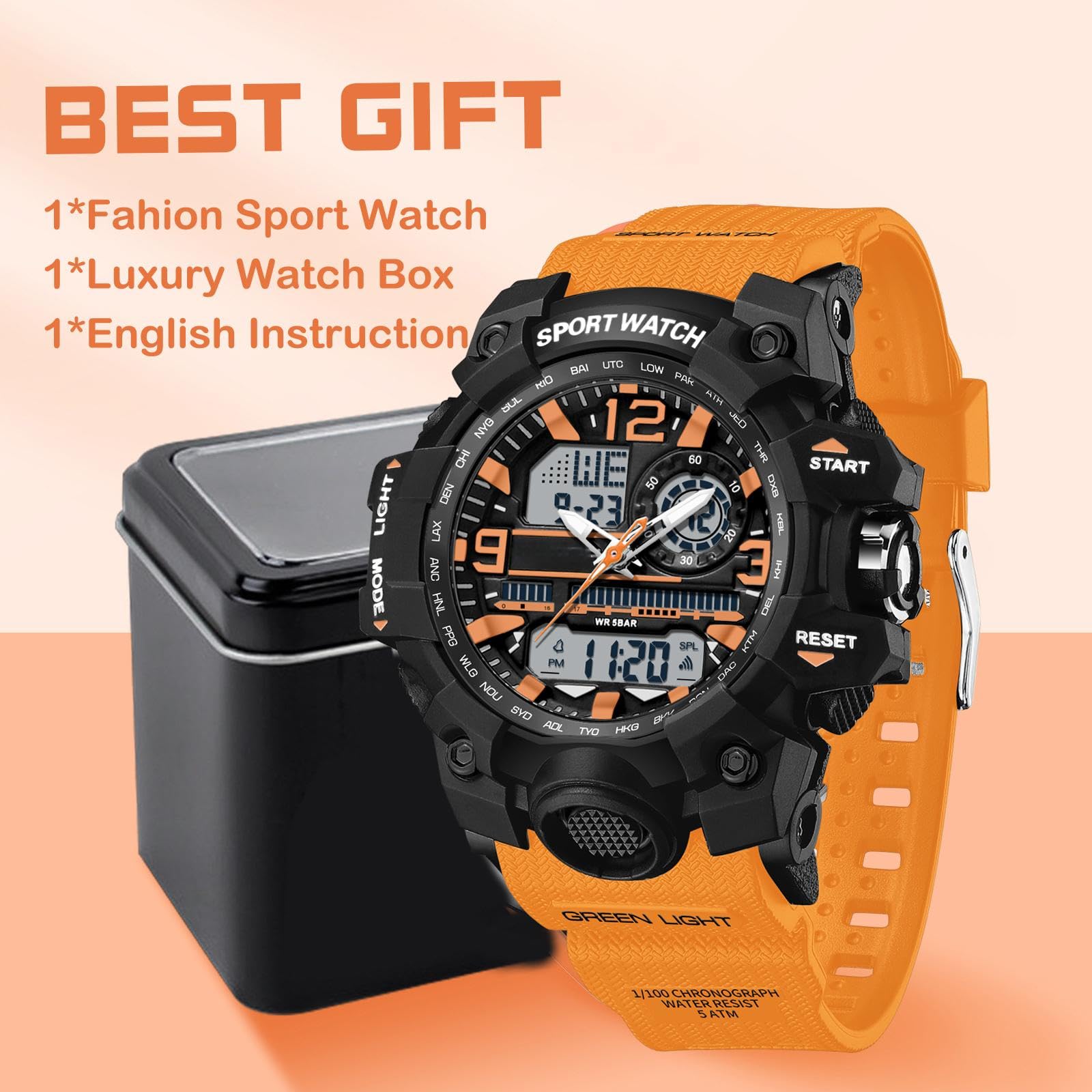 findtime Reloj de pulsera digital deportivo para adolescentes y niñas, reloj digital blanco, pantalla analógica, militar, resistente al agua