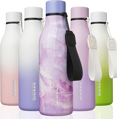 Miniatura 75 de BJPKPK - Botellas de agua aisladas, 25 onzas, de acero inoxidable con correa, botellas, tazas, frascos sin BPA, a prueba de fugas, frascos térmicos