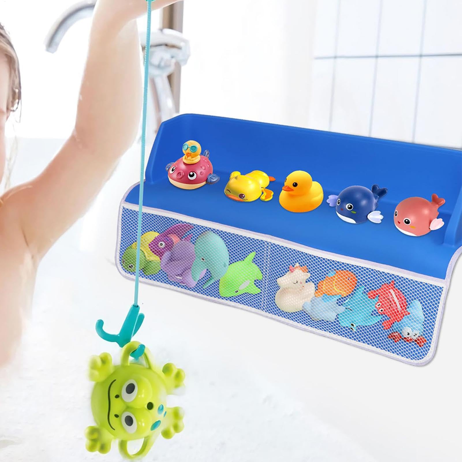 Paraspruzzi per vasca da bagno, mensola da, organizer per vasca da | bagno | Esclusivo ripiano per vasca da bagno, robusto contenitore per giocattoli e organizer per bambini con in