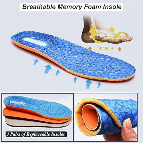 Miniatura 5 de W&LESVAGO Zapatos para caminar diabéticos de ancho ancho con cierres ajustables, antideslizantes, ligeros, con cojín de aire clásico para edema