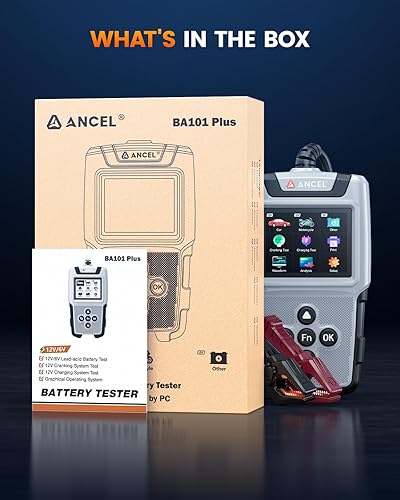 Miniatura 9 de ANCEL BA101 Plus Probador de Batería de Auto 6V 12V, Probador de Carga 20-2000 CCA, Analizador Digital de Alternador Automotriz, Herramienta