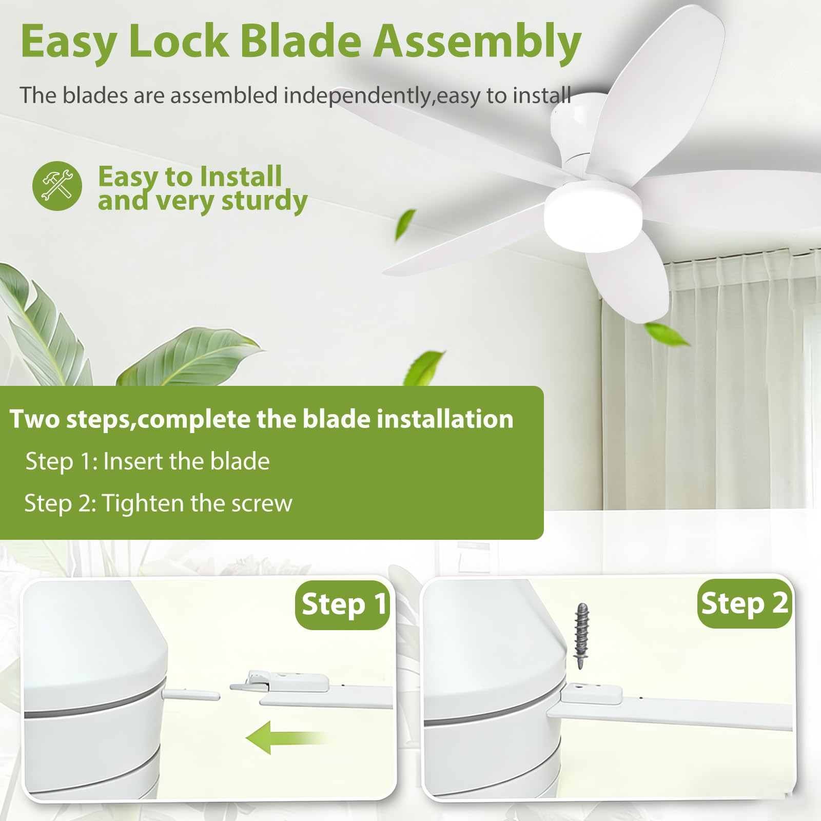 100cm 5 Flügel Deckenventilator mit Beleuchtung und Fernbedienung