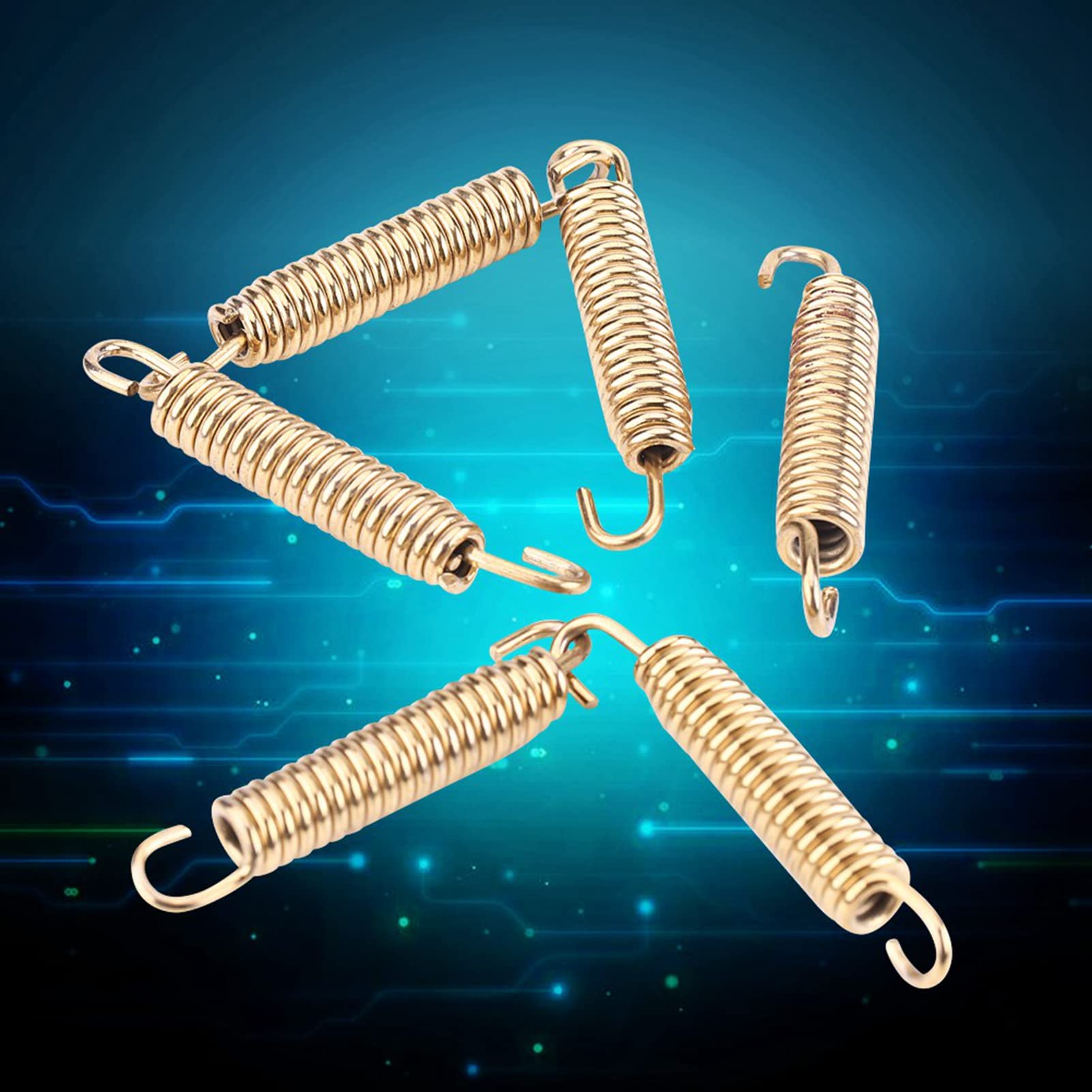 Qiilu Gancio di scarico a molla, QL04341 6 pezzi in acciaio inox silenziatore tubo di scarico ganci a molla per moto motorino atv(Gold)