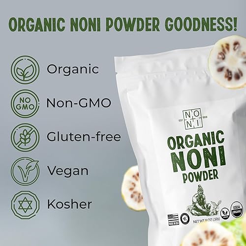 Miniatura 4 de Healing Noni - 1 bolsa de plástico con cremallera de 8 onzas - Polvo orgánico 100% puro - Fruta fresca sin azúcar totalmente natural - Farm Direct -