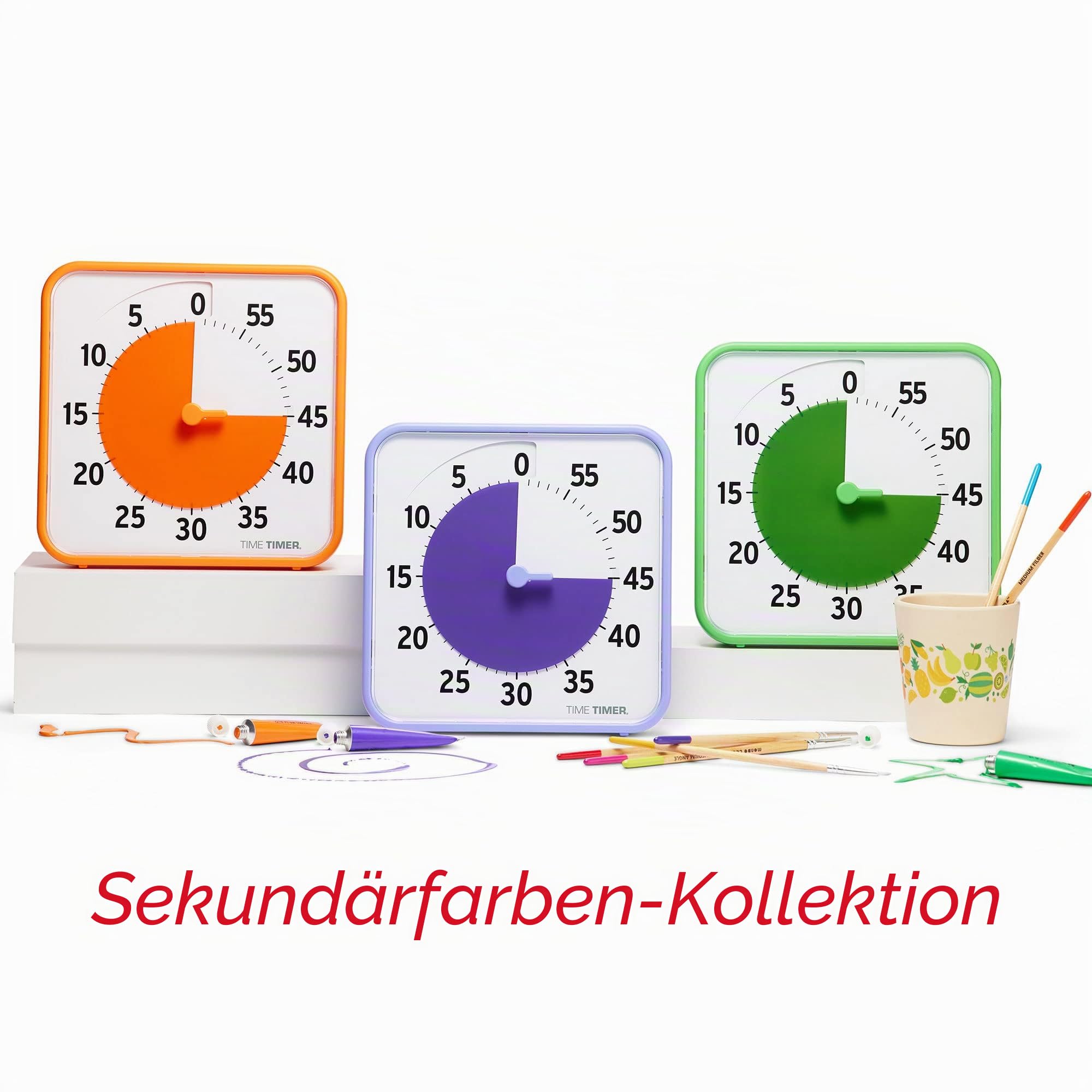 TIME TIMER Medium Klassenzimmer-Set – Visueller 60-Minuten-Timer für Kinder mit Trocken Abwischbaren Aktivitätskarten für Kinderklassenzimmer, Lernzentren und Lehrer-Tischuhr, Sekundär (3er-Pack)