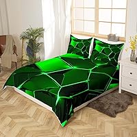 Vista 3 de Funda de edredón hexagonal verde estereoscópica de nido de abeja para niños, diseño geométrico de colmena, funda de edredón geométrica de panal