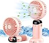 Jsdoin Hand Held Fan,Portable Handheld USB Rechargeable Fans with 5 Speeds,Battery Operated Mini Fan Foldable Desk Desktop Fans with LED Display for Home Office Bedroom Outdoor Travel Pink