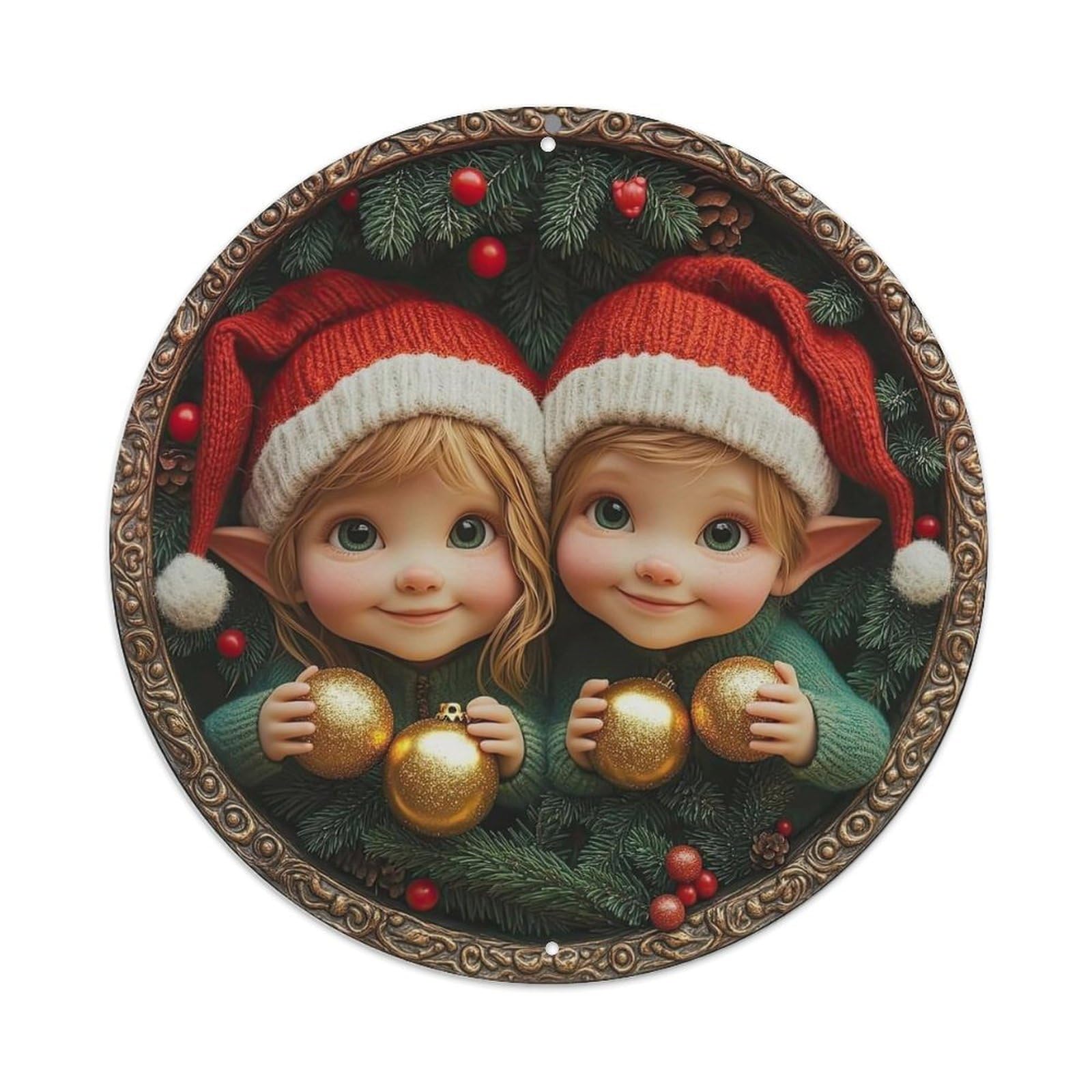 Christmas Elf Rustic Holiday Metal Tin Sign
