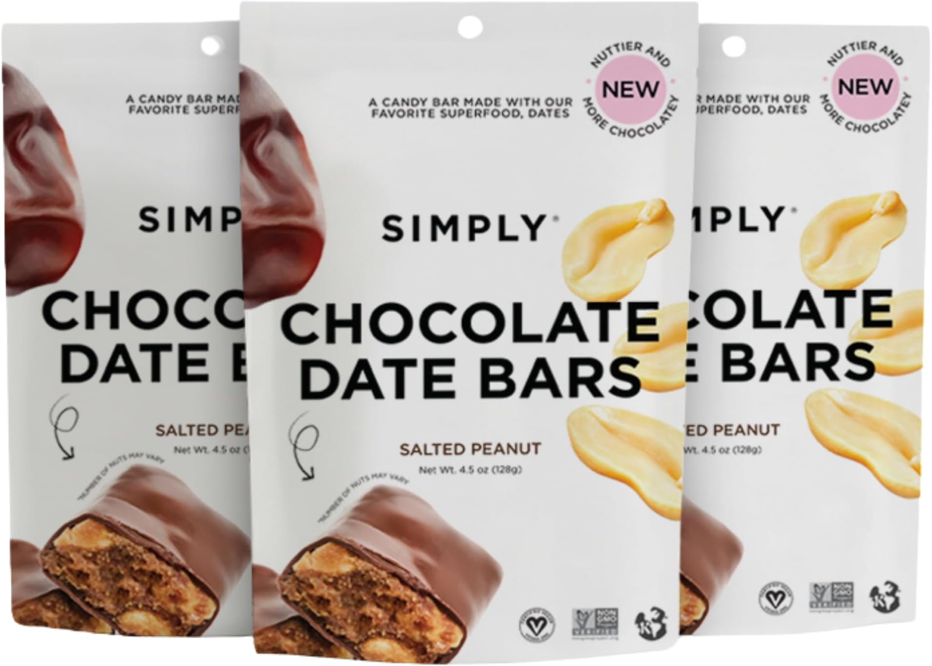 Simply Candy Bars | Chocolate Date Bar | Salted Peanut | Vegan + Non-GMO (4.5...
