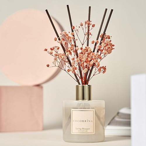 Miniatura 3 de Cocorrína Juego de difusor de junco, difusor perfumado de ramo de primavera con palillos, difusor de varillas de fragancia para el hogar para
