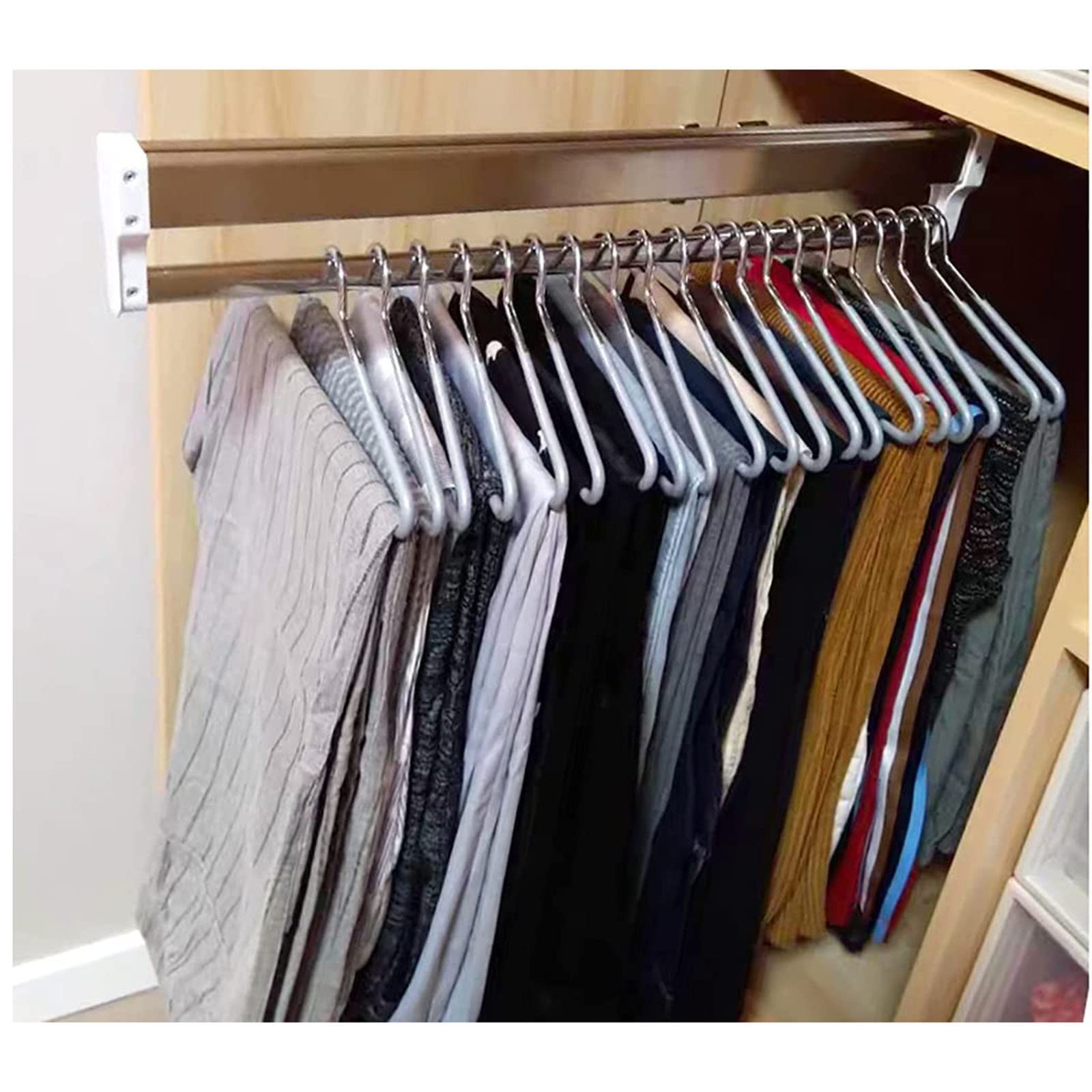 Rail de pantalon extensible à double coulisse réglable pour dressing