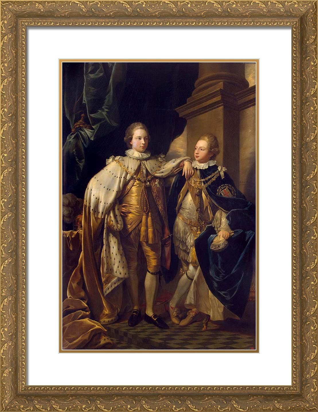 ArtDirect West, Benjamin 19x24 Gold Ornate Framed Art Print with Double Matting Titled: Portrait of George, Prince of Wales and Prince Frederick, Duke of York
