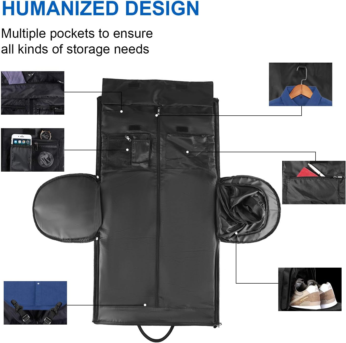 seyfocnia Convertible Travel Garment Bag,Carry on Garment Duffel Bag for Men Women - 2 in 1 Hanging Suitcase Suit Business Travel Bag - Image 2