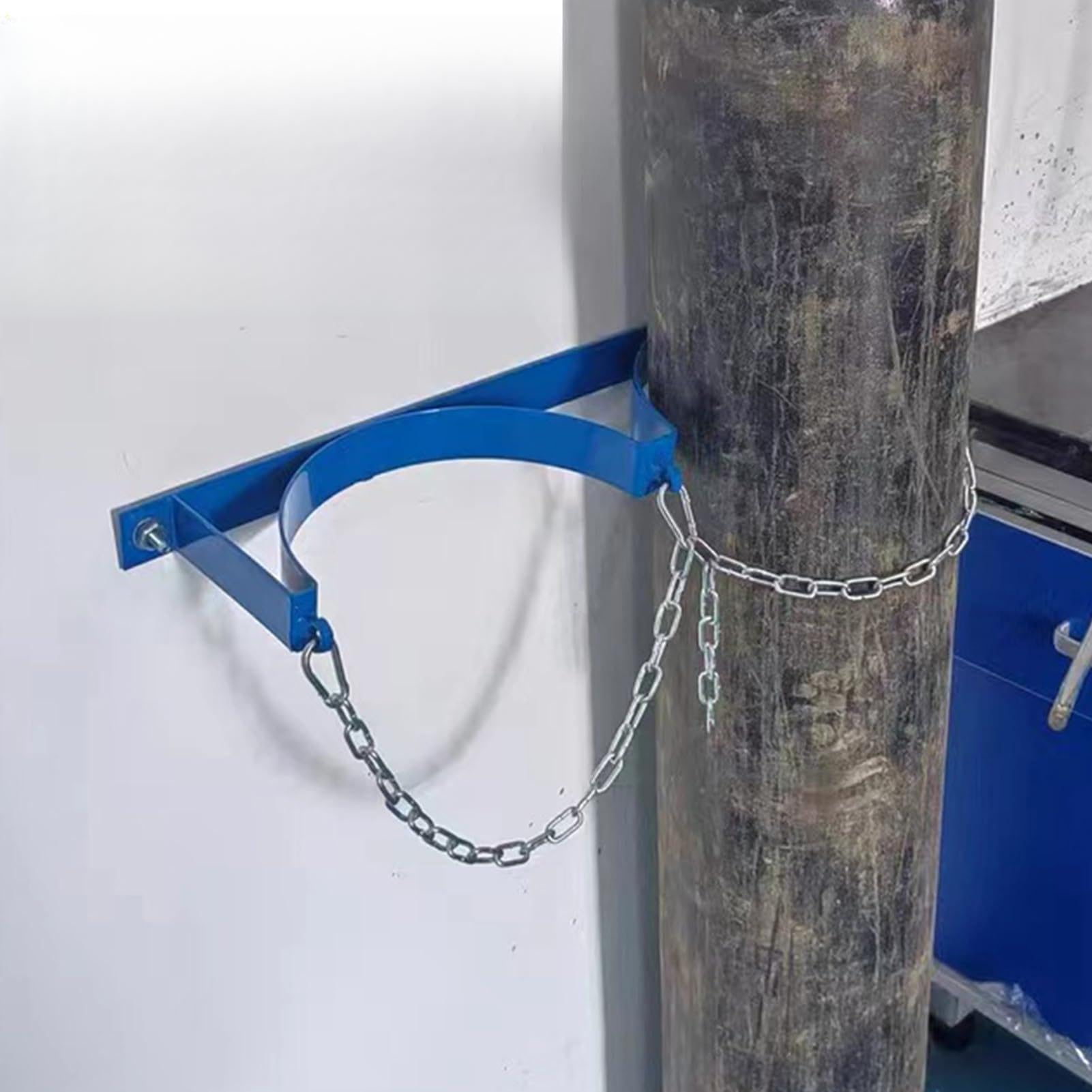 Uchwyt ścienny do zbiornika tlenu ze śrubami - metalowy uchwyt do butli gazowych z łańcuchem bezpieczeństwa do bezpiecznego przechowywania tlenu (1 szt. L 65 cm (25 5/8)