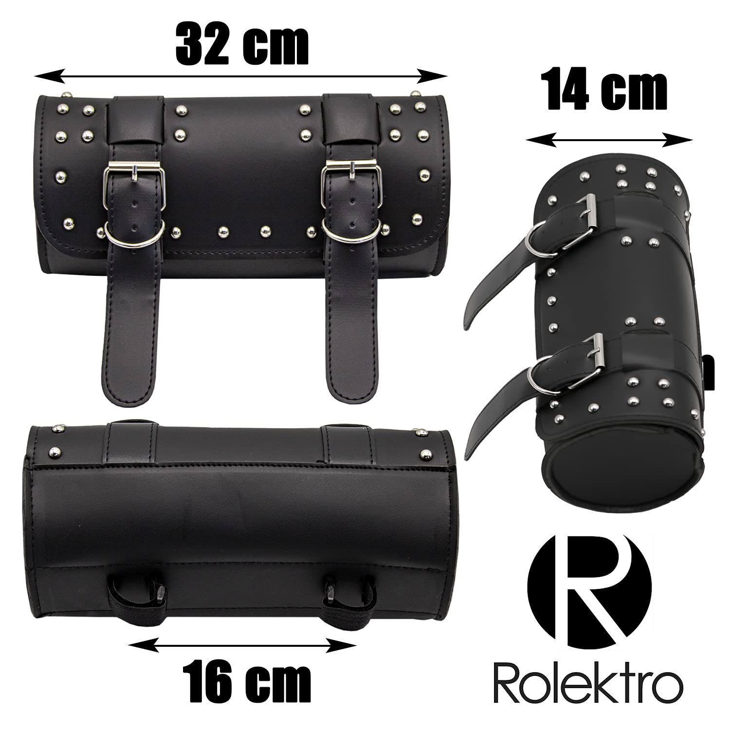 Rolektro Borsa a Tubo portabagagli per Moto - 5l Borsa da manubrio Chopper - per Forcella a rullo Portautensili