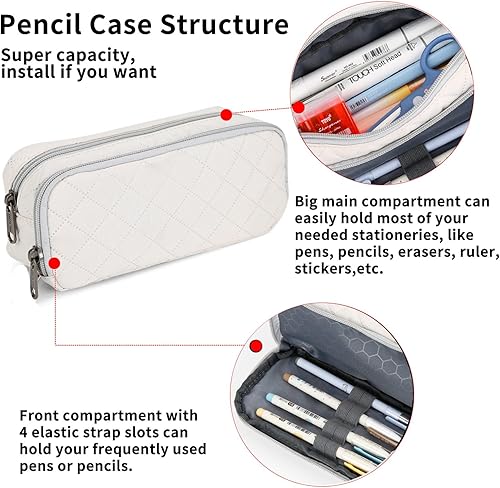 Miniatura 3 de Della Gao - Estuche para lápices de gran capacidad, multifuncional, de nailon, unisex, organizador de artículos de papelería de oficina, color negro