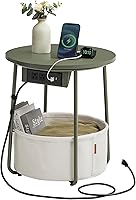 Vista 16 de VASAGLE LILEA Collection - Side Table with Charging Station, Round End Table with Fabric Basket