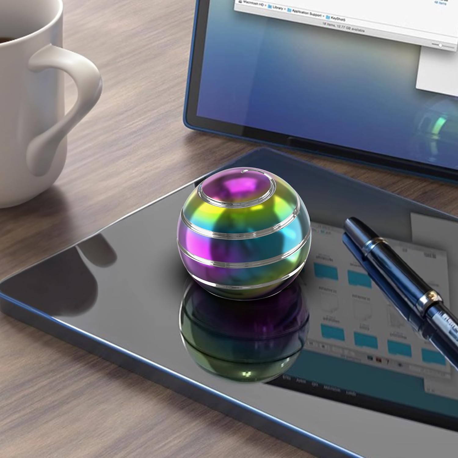 Kryfa Kinetic Desk Toy, Desk Fidgets for Adults, Focal Design Toys, Cool Gadgets Stress Relief Sensory Toys for Boys and Girs (1.77", Rainbow)
