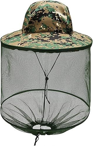 Gorra de red de mosquito con red para pesca, senderismo, abejas, sombrero de sol al aire libre para hombres o mujeres, color verde, Verde
