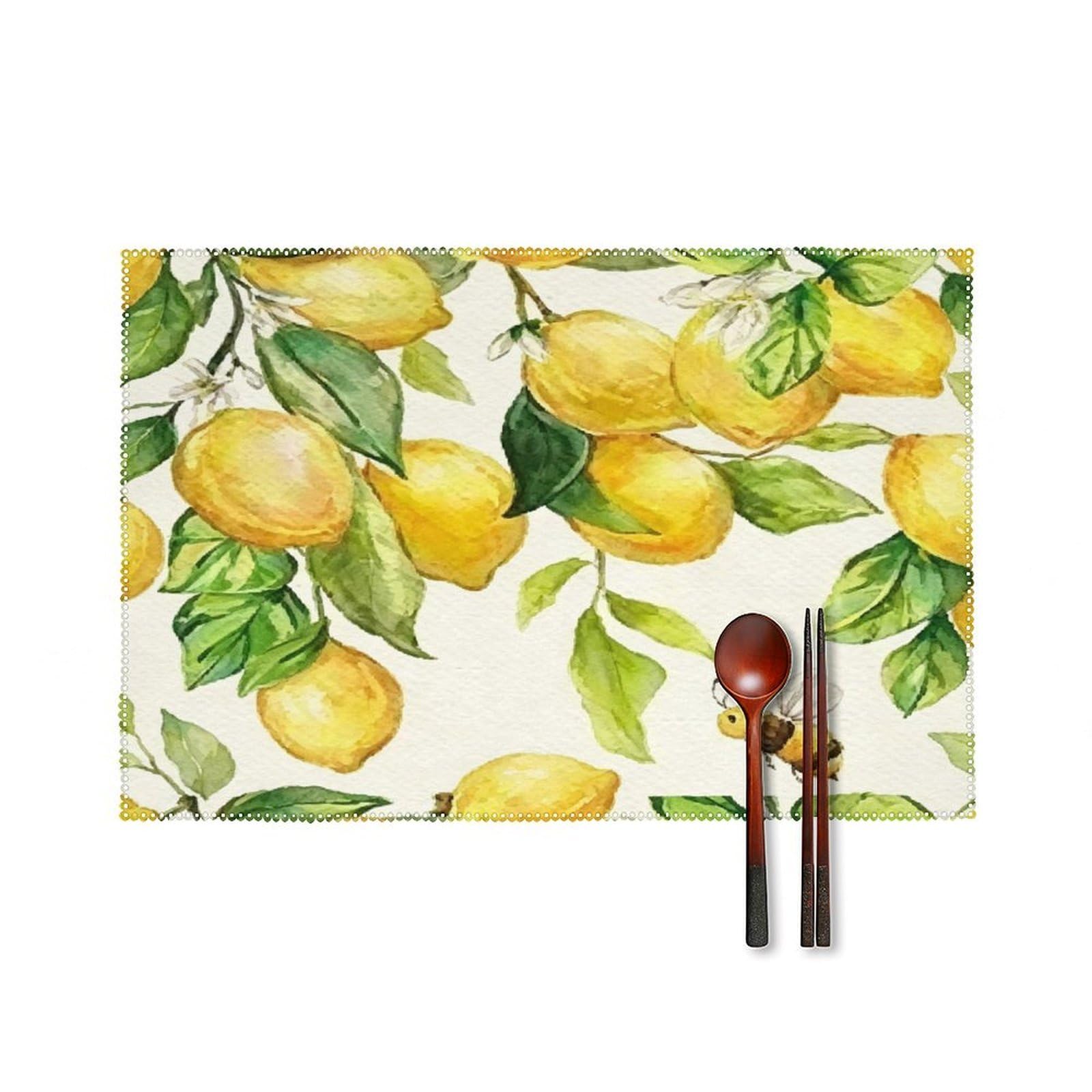 Fekiloot Style Lemon Placemats Set Of 6,Table Mat
