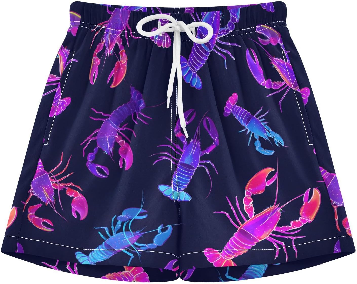 Boys Swim Trunks with Liner Chameleon Palm Leaves Boys Board Shorts Quick Dry