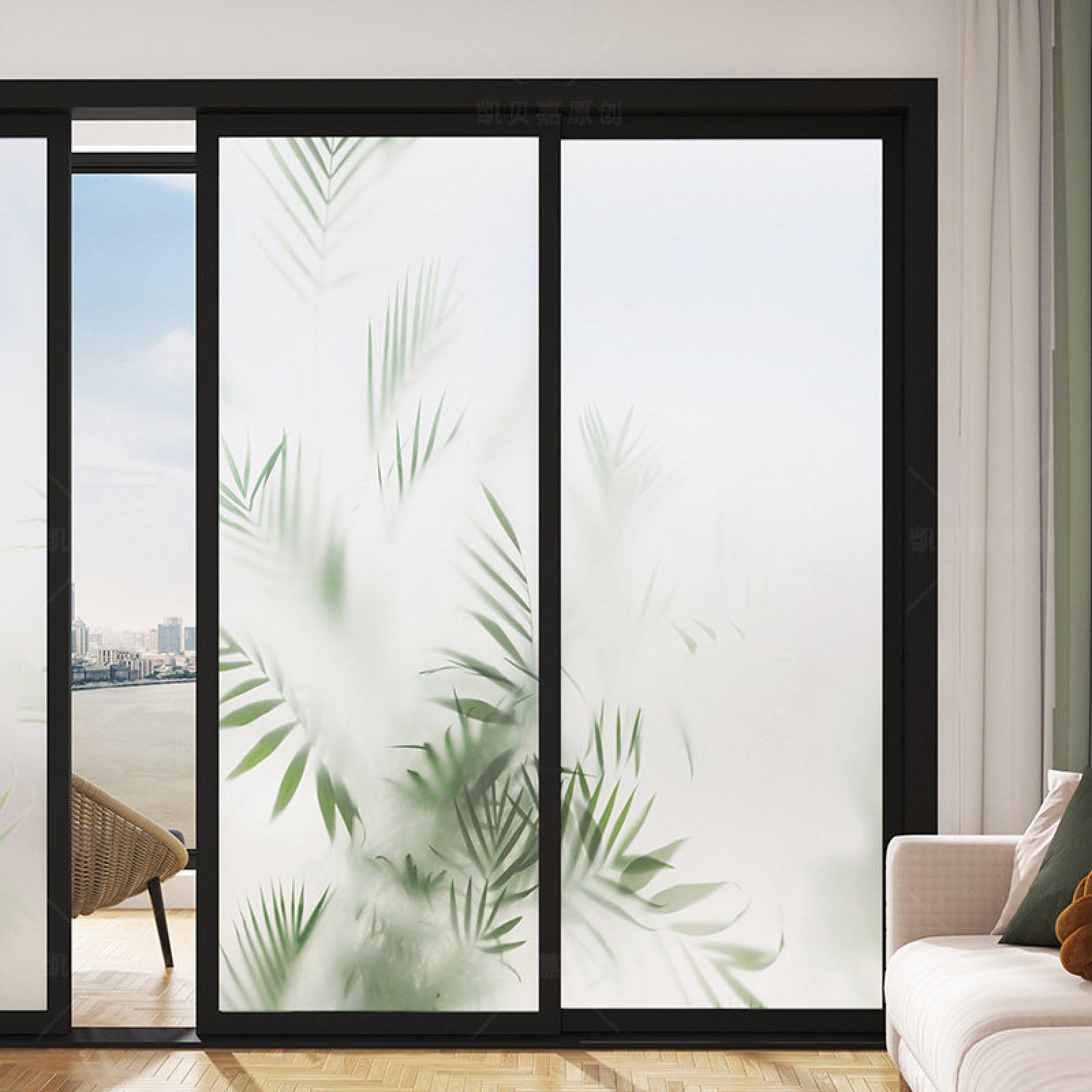 Pellicola Vetri Finestre 90X200CM Bambù Pellicola Adesiva Per Vetri Oscurante,Autoadesiva,Pellicole Per Vetri Anti Uv,Privacy Finestre Per Casa/Ufficio