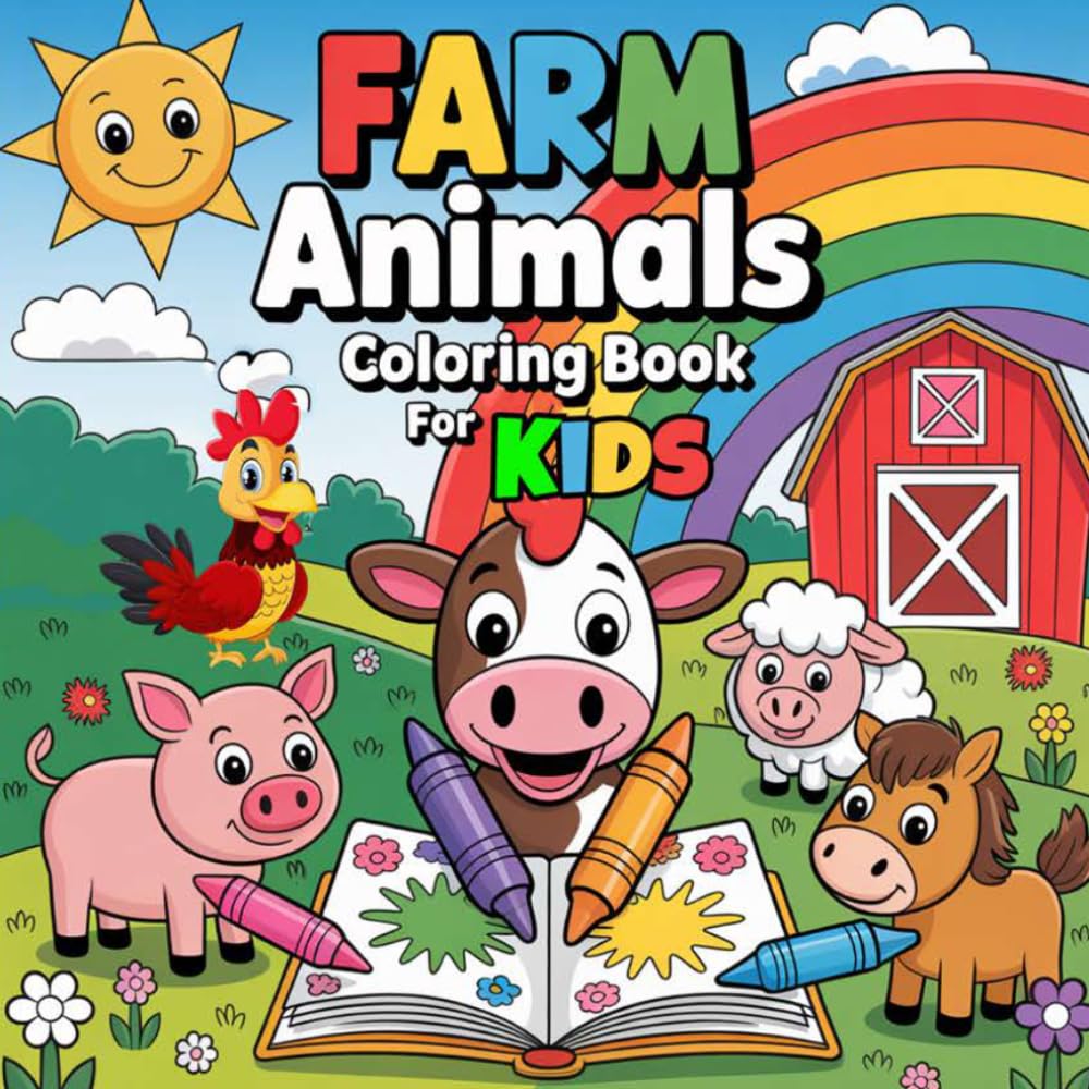 Farm Animals Coloring Book for Kids: Coloring Book For Kids