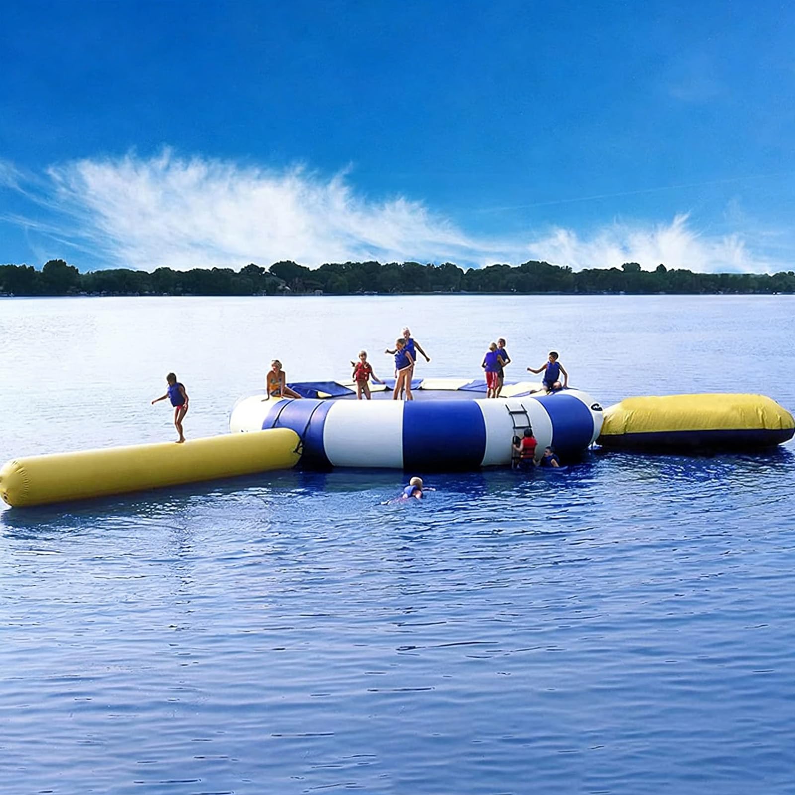 Trampolín de agua inflable, plataforma flotante para piscinas y lagos, trampolín de agua recreativo de PVC duradero para parques acuáticos