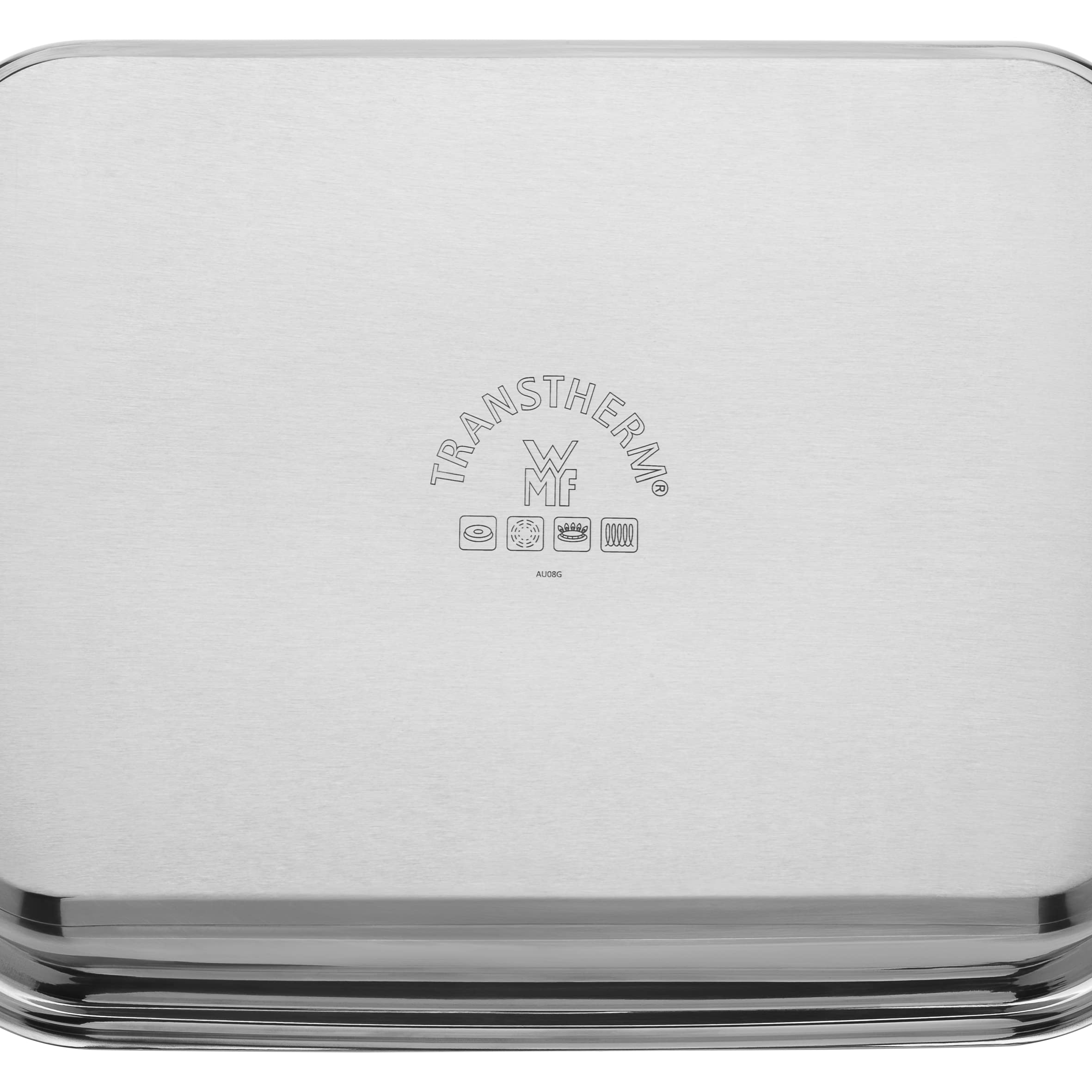 WMF Vitalis Aroma - Pentola a vapore, a induzione, 41 x 27 x 10 cm, teglia da 6,5 l, pinza da servizio, coperchio in vetro, bordo in silicone, termometro, casseruola in acciaio inox Cromargan non