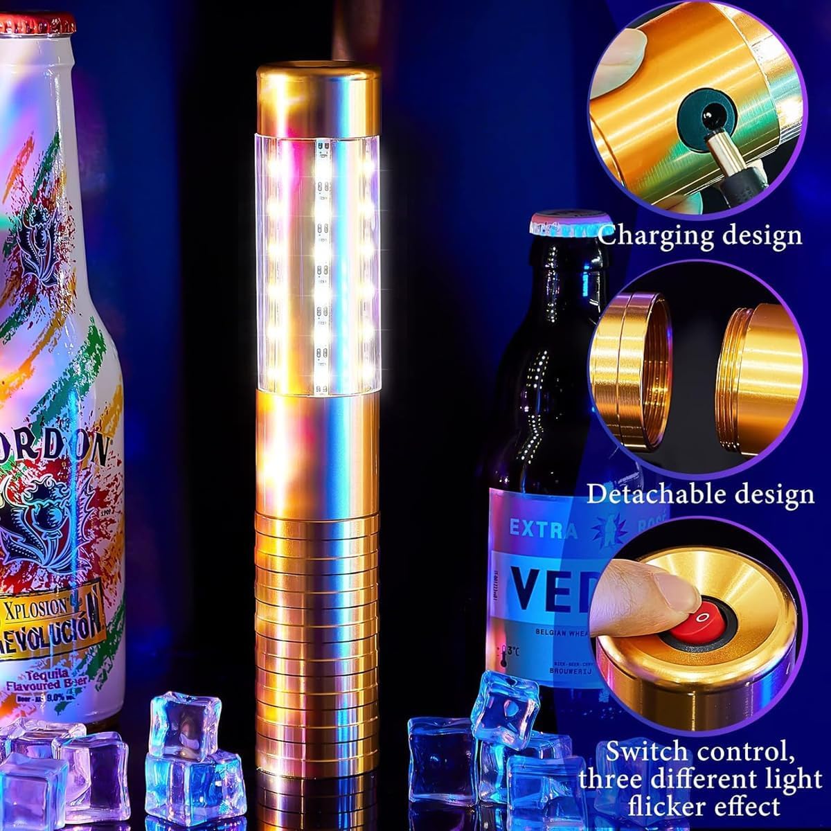 2 pezzi LED bottiglia luci di servizio bottiglia stroboscopica ragazza luci bacchetta riutilizzabile ricaricabile servizio LED champagne per bar club compleanno matrimoni feste