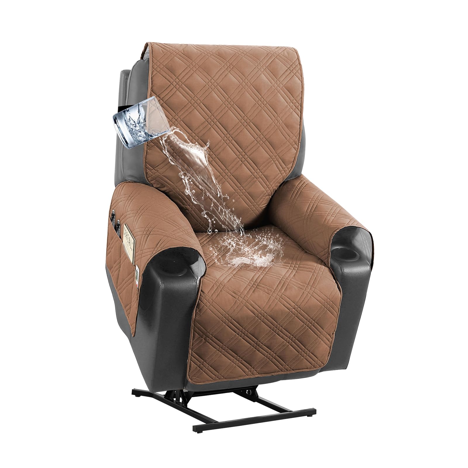 Impermeabile Copripoltrona Relax Reclinabile, Copripoltrona 1 Posto Con Braccioli, Copertura Salvadivano per Poltrona Antiscivolo, Copridivano Reclinabile (Argilla)