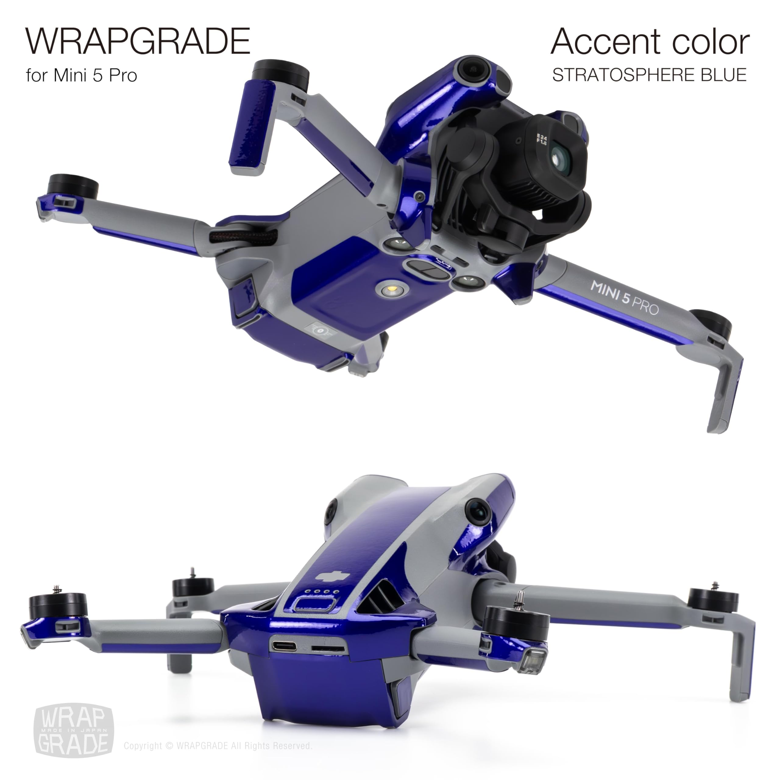 WRAPGRADE Skin Stickers Compatible with DJI Mini 5 Pro Accent Colour (Stratosphere Blue) - Image 4