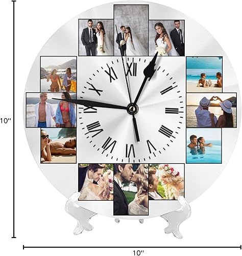 Miniatura 8 de SUPNON Reloj de pared personalizado digital personalizado con texto fotográfico, reloj sin tictac, silencioso, reloj de pared redondo personalizado