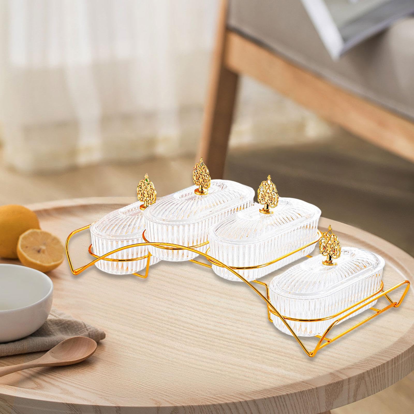 LOVIVER Plateau de fruits secs avec couvercle, plateau de service décoratif pour la maison, à noix pour biscuits, cupcakes, décoration pour salon ou fête, Clair