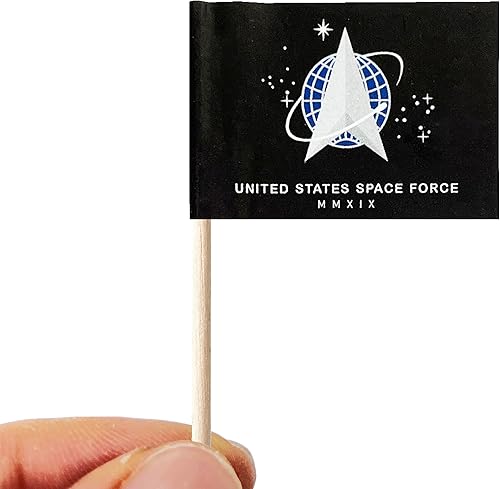 Miniatura 3 de stidsds 100 banderas de la Fuerza Espacial de Estados Unidos de Estados Unidos, palillo de dientes, mini banderas militares pequeñas de Estados