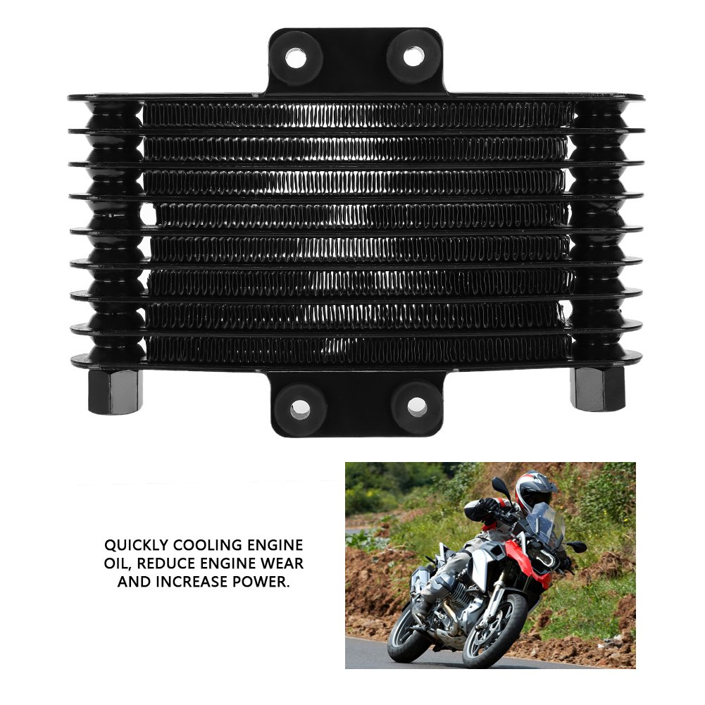 KIMISS Radiatore Olio, Radiatore Di Raffreddamento Motore In Alluminio 125ml Per Moto Dirt Bike Atv(Nero)