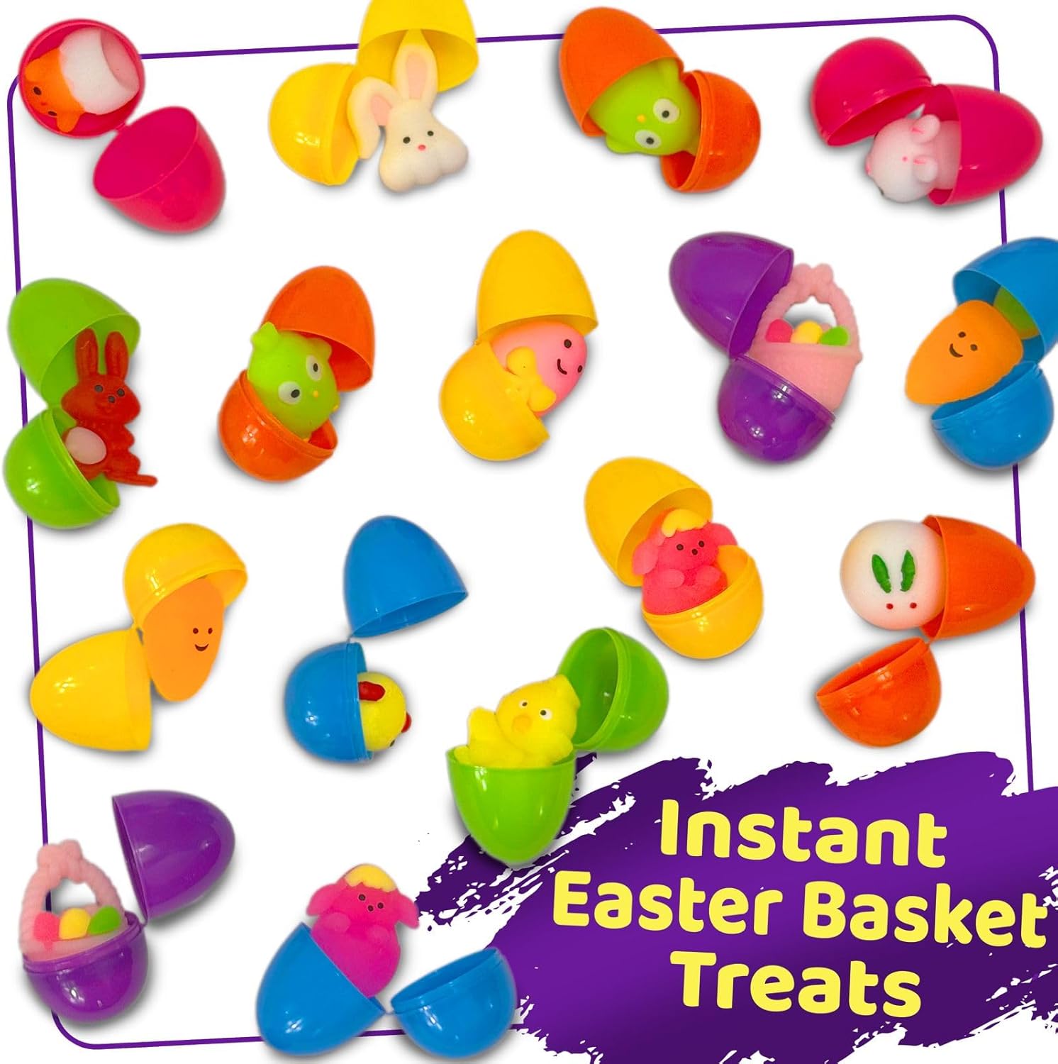stargo 24 Pack Colorful Prefilled Easter Eggs bulk with mochi Squishy Easter toys - Plastic easter Eggs with squshies for Easter Basket stuffers, Easter Gifts, Egg Hunts Party Decorations Goodie Bags - Image 4