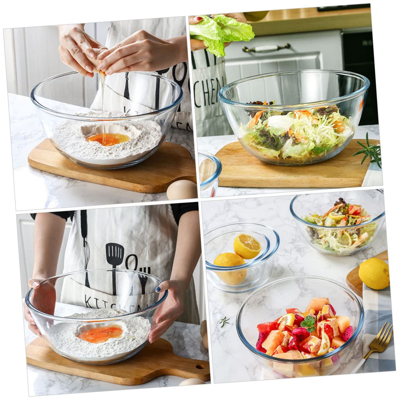 Cabilock Durchsichtige Glasschale 2700ml aus Glas Runde Salatschüssel